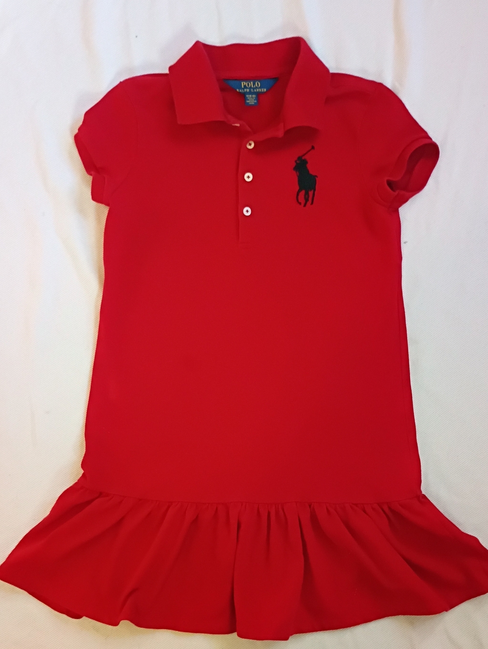 Ralph Lauren Girls Red Polo Dress with Black Pony Logo